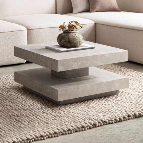 Table basse carrée 60x34 cm effet travertin - EKLEA