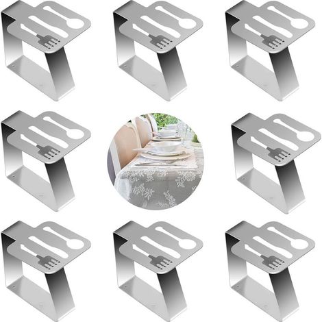 8 Pcs Pince à Nappe en Acier Inoxydable, Clip Nappe, Pince Nappe de Table de Plein Air Extérieure pour Cuisine Bureau Pique-Nique Restaurant Mariage Jardin Fête Argent (1/5)