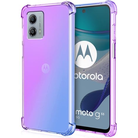 Funda protectora anticaídas con efecto degradado para Motorola Moto G53 5G, color morado/azul. (1/5)