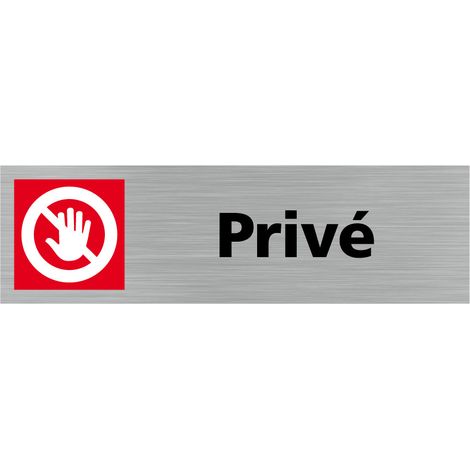 Signaletique.Biz France – Plaque de porte privé 170x50 mm – Adhésif aspect aluminium brossé – Pour surfaces lisses – Signalétique moderne et discrète