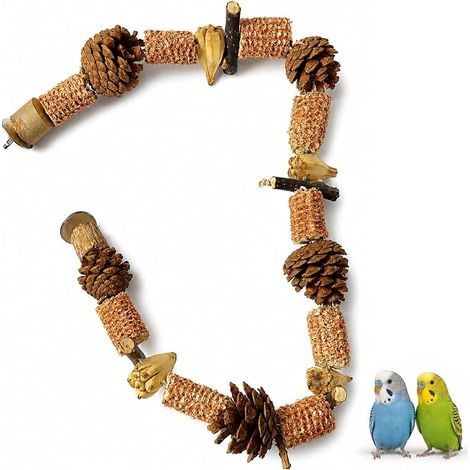 Jouets pour Oiseaux, 80cm Jouet Perroquet en Bois Massif Naturel, Perchoir Perroquet, Accessoire de Cage à Oiseaux, Perchoir pour Perroquets, Pinsons, Perruches, Calopsittes (1/5)