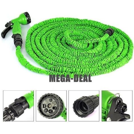 Tuyau d\'arrosage extensible rétractable avec pistolet 7 fonctions -60m