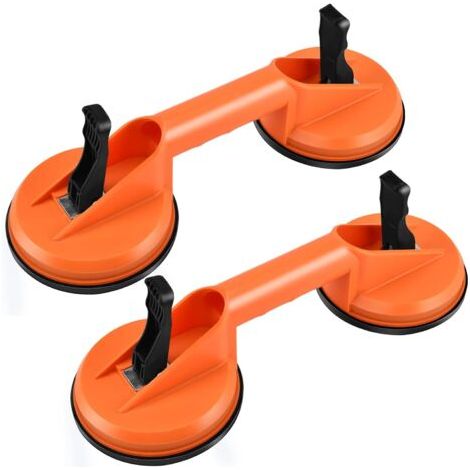 QORVA-2pcs Ventouse Vitre Ventouse Carrelage Ventouse Double orange 120 mm Aluminium Ventouse en Verre Capacité de levage de pour Fenêtres en Verre,Tuile en Céramique, Objet à Surface Lisse