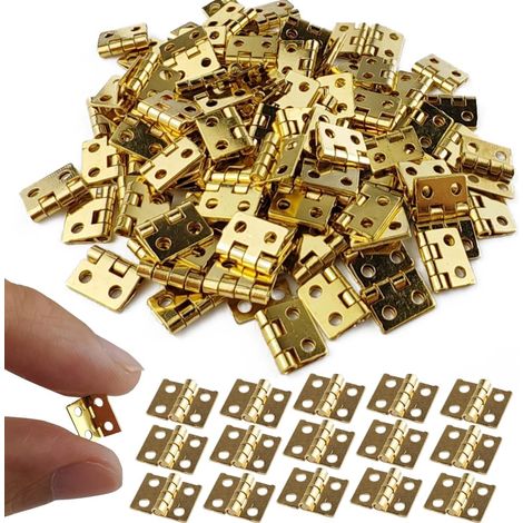 100PCS Mini Hinges Pure Copper Cabinet Hinges Furniture Wooden Box Jewelry Chest Box Cabinet DIY Accessories Gold (1/5)