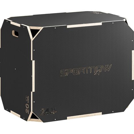 Caja pliométrica de madera negra 76x61x51 cm, 3 alturas, asas, para fitness en casa – MEUBLIV (1/5)