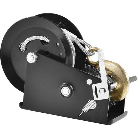 Treuil à main, capacité de traction 1587,6 kg, câble en acier 1005,8 cm, cliquet bidirectionnel, manivelle manuelle robuste pour remorque, bateau ou VTT. (1/5)