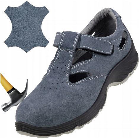 Arbeitsschuhe, Sicherheitssandalen aus Leder, leicht, mit Metallkappe, Arbeitsschutz