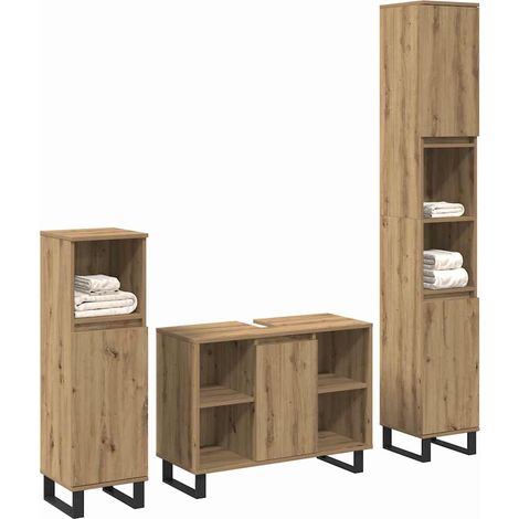 Maison Exclusive - Badezimmermöbel Set mit Speicher 3 pcs Braun H