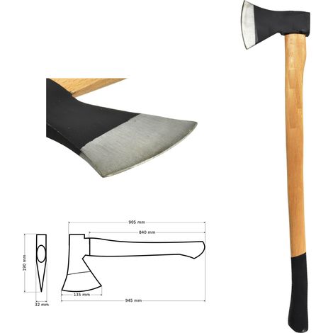Hache geko profi manche bois ergonomique 1,6 kg