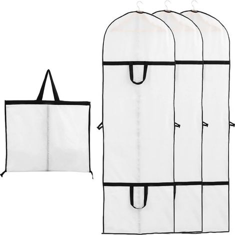 Sacchi porta abiti 60 x 180 cm - Tessuto trasparente e traspirante per abiti, vestiti e cappotti - Set da 3 pezzi (1/5)