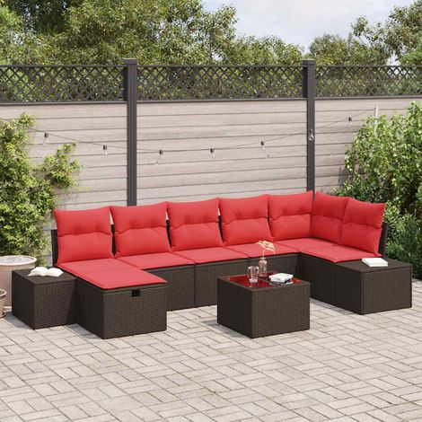 Ensemble canapé de jardin 8 pièces en polyrotin marron, modulable et résistant aux UV - PANGIVO (1/5)
