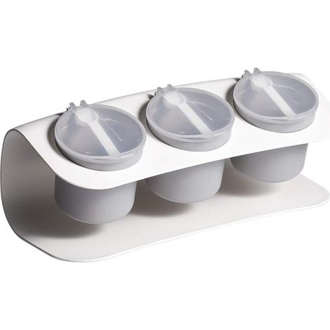 Gewürzset mit Löffel, Salz und Pfeffer, Gewürzregal, Gewürzbox, Küchenzubehör (weiß) (1/3)