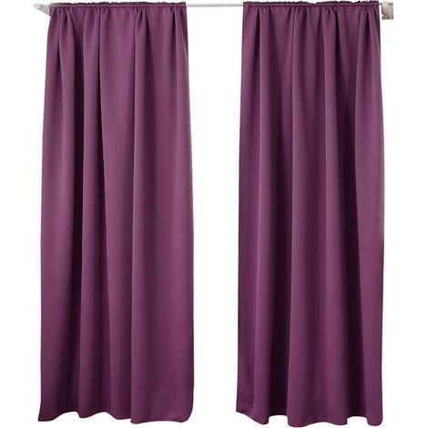 WOLTU 2er Set Gardine blickdicht 250 g/m² mit Kräuselband violette 135x245 cm