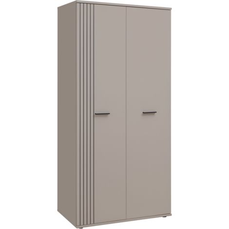 Armoire Sigma 2 portes - Bois MDF cachemire et décor noir - 90 x 191 x 55 cm - Livraison gratuite (1/5)
