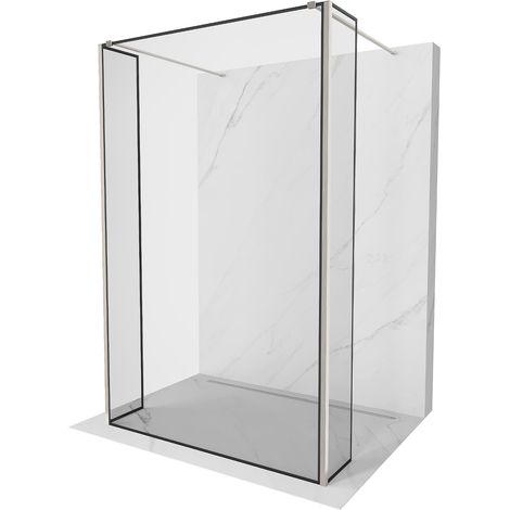 Mexen Kioto freistehende Duschwand 160 x 30 x 30 cm, schwarzes Muster, gebürstetes Nickel - 800-160-