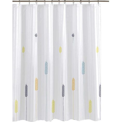 Rideau de douche blanc 180x180CM, tissu Polyester imperméable, lavable en Machine, rideau de salle de bain avec crochets (1/4)