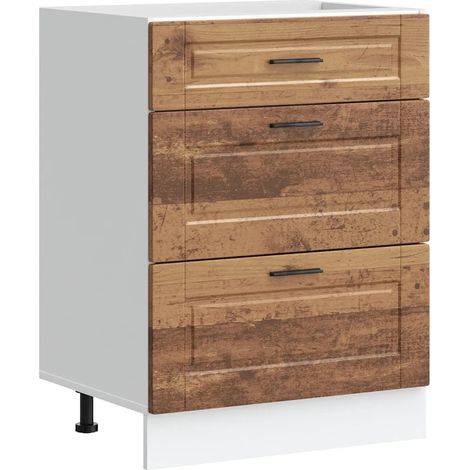 Amplio armario de cocina con espacio de almacenamiento 60 x 46 x 81,5 cm madera de ingeniería acabado envejecido 020050489 (1/5)