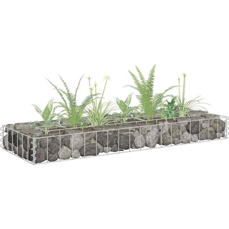 Lit surélevé à gabion-Jardinière en cage à pierre-Jardinière à gabion Acier galvanisé 90x30x10 cm (1/5)