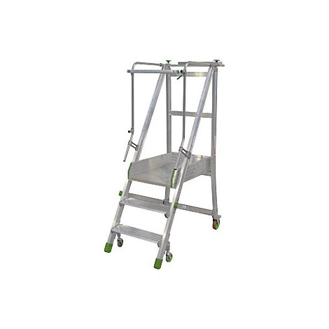 Escalera de aluminio móvil con tarima plegable con peldaños (1/4)