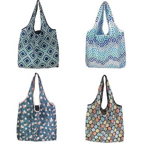 4 Pices Sac Provisions Rutilisable, Sac Provisions Cologique Reusable Shopping Bag Sac Provisions Pliable Sacs De Courses Pour Un Usage Quotidi (1/5)