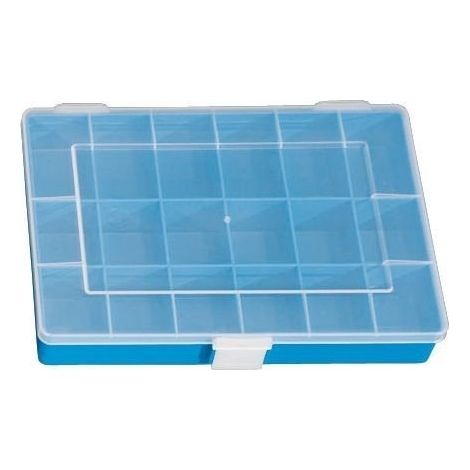 Caja de surtido con 18 compartimentos de polipropileno azul'250 x 170 x 46 mm H眉nersdorff H脺NERSDORFF WE6083 18