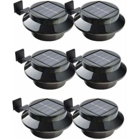 Lot de 6 lampes LED à énergie solaire pour gouttière, clôture, toit, gouttière, jardin, cour, mur, noir (1/4)