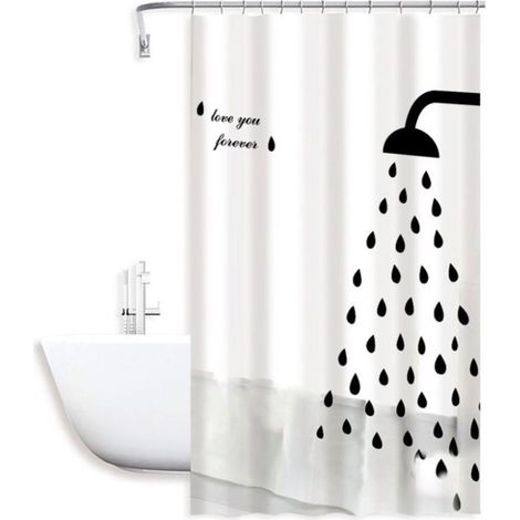 Tenda moderna per doccia vasca da bagno impermeabile pvc 12 ganci con decorato con soffione doccia 180x180 cm (1/2)