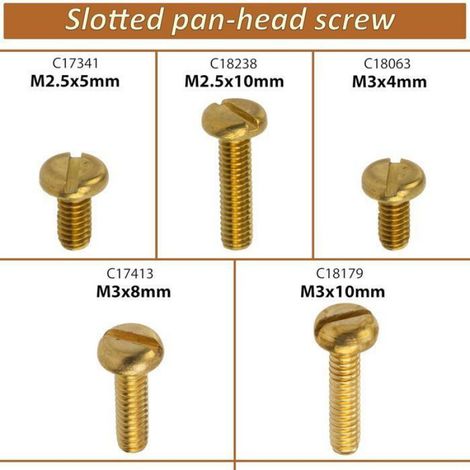 Lot de 10 Vis à métaux à tête cylindrique M3x10 mm à empreinte fente SL filetage métrique en laiton couleur doré Femeo (1/5)