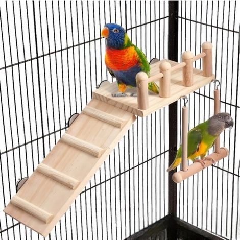 Juguetes para loros, Perchas, Juguetes para jaulas, Columpios, Decoración para jaulas, Periquitos, cacatúas y agapornis, Caqui, 241015 cm (1/5)