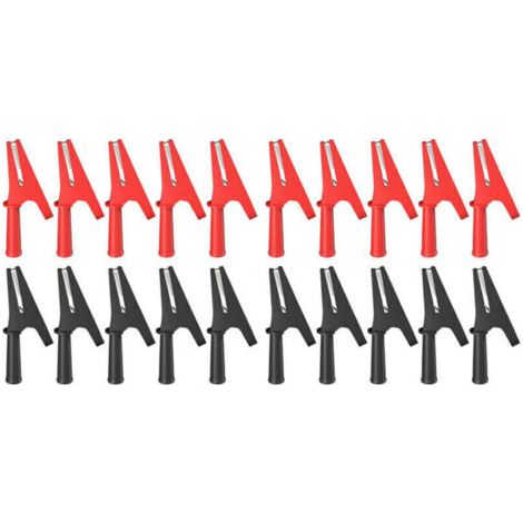 Pinces Crocodiles Isolées 30A 20 Pièces avec Prise Banane 4mm pour Tests Batterie Auto Rouge/Noir