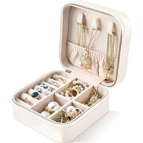 Kompaktes Reise-Schmuckkästchen für Damen – Aufbewahrung für Halsketten, Ohrringe und Armbänder – Robuster Reißverschluss – Mehrere Fächer (1/5)