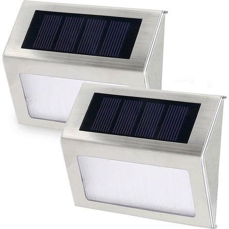 Lampes solaires pour marches, terrasses, allées, jardins, escaliers et clôtures, lampe LED, étanche, lot de 2 (1/5)