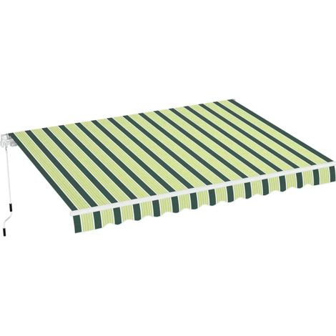 Tenda da Sole Avvolgibile Barra Quadra 250x200 cm Verde Bianco (1/4)