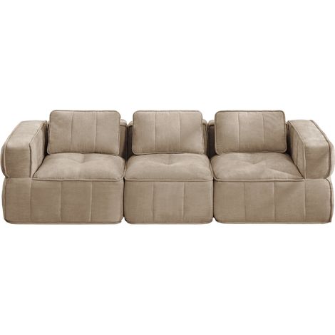 Divano modulare 3 posti in poliestere, 32D, design senza montaggio, colore sabbia (1/5)