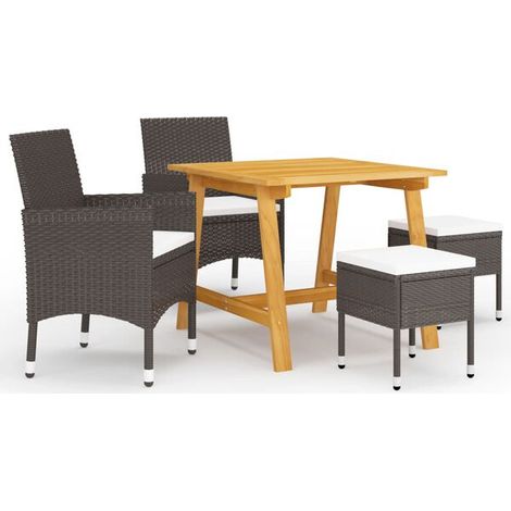 Ensemble table et chaises de jardin marron cinq pièces (1/5)