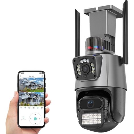 Caméra de sécurité à Domicile Caméra PTZ 8MP avec Double écran Couleur Vision Nocturne caméra IP de sécurité extérieure 4MP caméra de Surveillance CCTV(8MP Add 128G Card) (1/5)