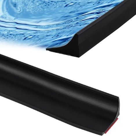 [JAMAIS UTILISÉ] Barrage de douche pliable de 6 pi - Barrière de rétention d'eau pour seuil de douche (Noir) (1/4)