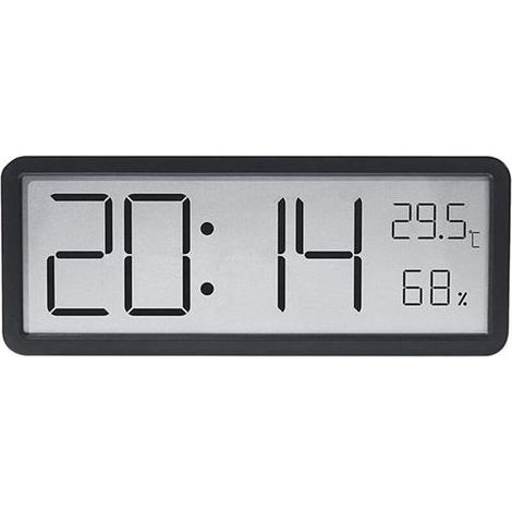 Horloge murale numérique avec écran LCD, affichage de l'heure, de la température, de l'humidité, horloge électronique pour la maison et le bureau avec plusieurs fonctions d'affichage (noir),20.2 (1/5)