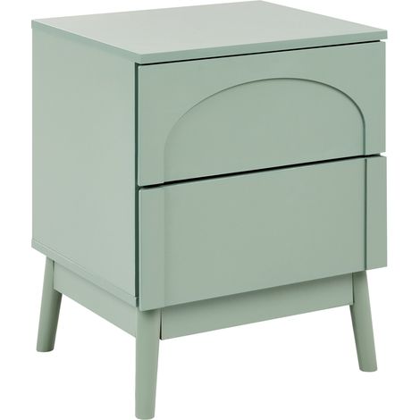 Mesita de noche moderna con 2 cajones almacenaje mesilla de dormitorio verde Boulia (1/5)