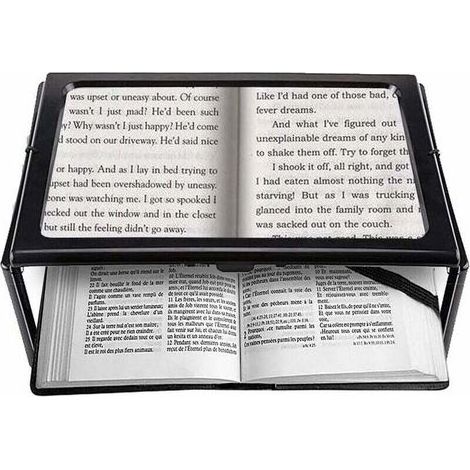 Loupe de Lecture A4 avec Support et 12 LED, Grossissement 2.5x, Mains Libres Rectangulaire pour Personnes Âgées et Malvoyantes (1/5)