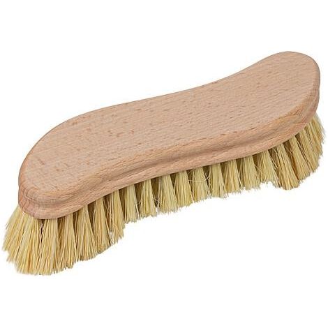 Brosse, bois, forme S, barbe, garnie de fibres