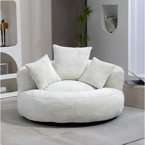 Poltrona relax con 3 cuscini, divano da 1 posto per soggiorno e camera da letto, tessuto felpa (chenille), beige (1/5)