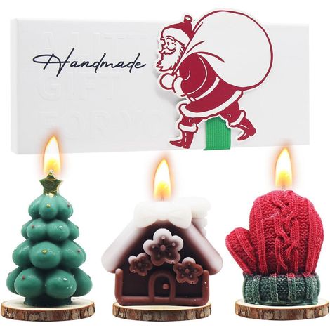Weihnachtsduftkerzen Geschenkset: Tannenbaum, Lebkuchenhaus, Handschuh - Duftkerzen für Deko & Geschenk