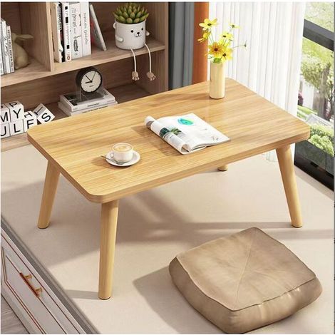 Table Basse, Table Tatami pour Ordinateur Portable, Table De Pique-Nique, Basse Portable, 60x40x32cm, Couleur du Bois