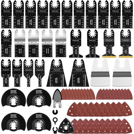 114tlg Oszillationswerkzeug Sägeblätter Set für Holz, Metall, Kunststoff (1/5)