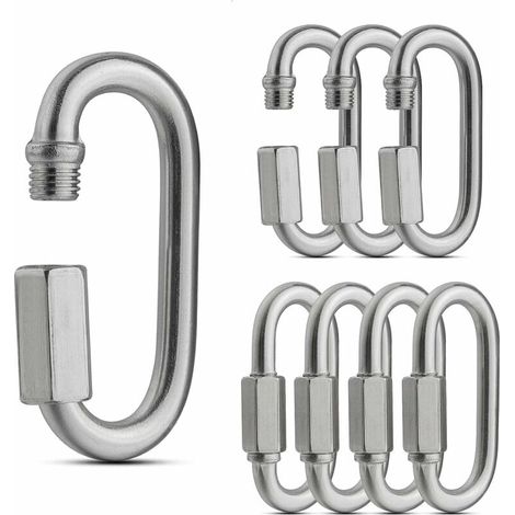 Oval Threaded Carabiner Quick Connectors 1/4 Diameter Wire Connectors - 8 Pcs (1/5)