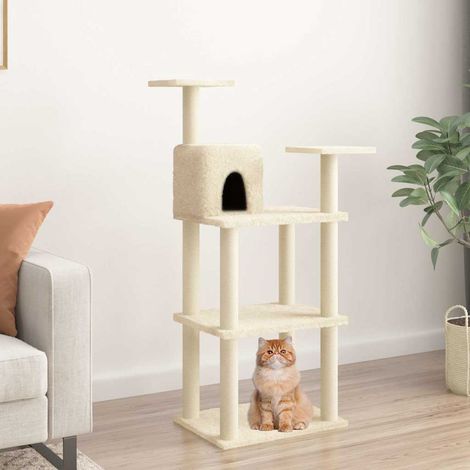 171427  Cat Tree with Sisal Scratching Posts Cream 118,5 cm vidaXL (1/5)