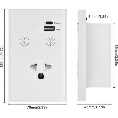 2,4-GHz-WLAN-Wandlichtschalter mit Touch-Funktion und USB-C-Stromanschluss (Neutralleiter erforderlich), 1-Wege-Steuerung