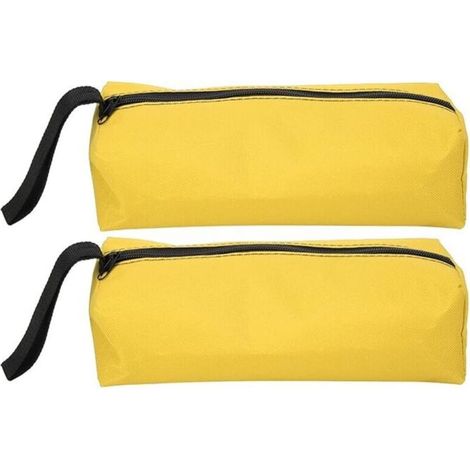 Set of 2 small tool pouches, 25 x 8.5 x 7 cm, multifunctional portable storage pouch made of 600D polyester with hanging strap and zipper closure (yellow) (1/5)