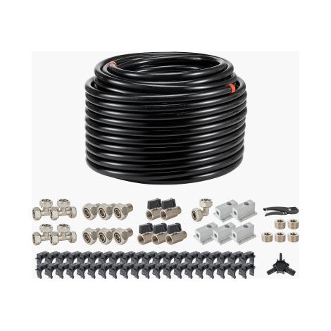 Kit Conduite de Compresseur d'Air, 60,96 m x 19,05 mm, Système de Tuyauterie d'Air Comprimé en PEHD Aluminium, Étanche, Facile à Installer, Kit Tubes d'Air Comprimé pour Garages, Ateliers, Noir (1/3)